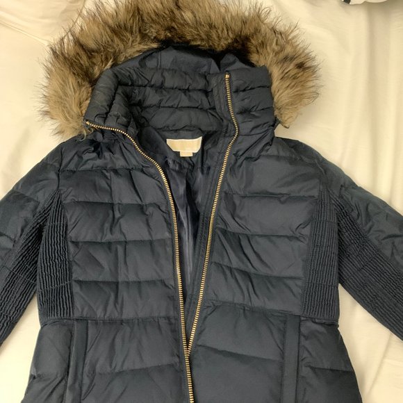Michael Kors Jackets & Blazers - Michael Kors Navy Puffy Jacket with Fur Hood